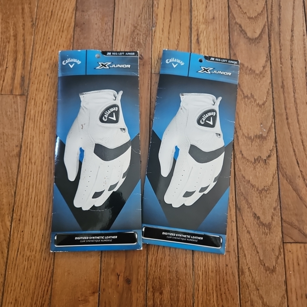 Callaway XJunior JM Reg-Left Junior Golf Glove WHT 14 Set Of 2